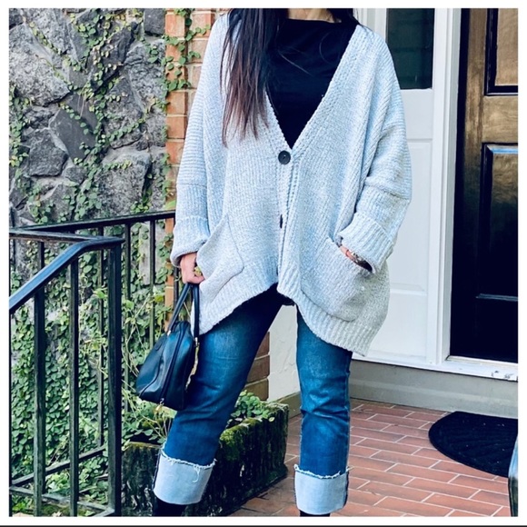 Loose fit chic side pockets sweater knit cardigan - Picture 4 of 5